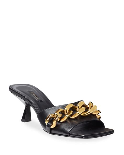 versace medusa slides neiman|Versace Medusa Leather Mule Sandals .